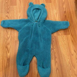 LL Bean Infant Hi-Loft Fleece Coverall Teal Size 0-3 Months